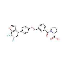 O=C(O)[C@@H]1CCCN1C(=O)c1cccc(COc2ccc(-c3cc(F)c(F)c4occc34)cc2)c1 ZINC000221672465