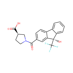 O=C(O)[C@@H]1CCN(C(=O)c2ccc3c(c2)[C@](O)(C(F)(F)F)c2ccccc2-3)C1 ZINC000143488353