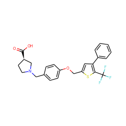 O=C(O)[C@@H]1CCN(Cc2ccc(OCc3cc(-c4ccccc4)c(C(F)(F)F)s3)cc2)C1 ZINC000013586602