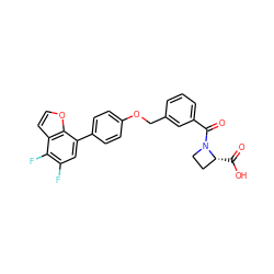 O=C(O)[C@@H]1CCN1C(=O)c1cccc(COc2ccc(-c3cc(F)c(F)c4ccoc34)cc2)c1 ZINC000221669931