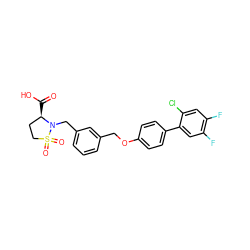 O=C(O)[C@@H]1CCS(=O)(=O)N1Cc1cccc(COc2ccc(-c3cc(F)c(F)cc3Cl)cc2)c1 ZINC000072315347