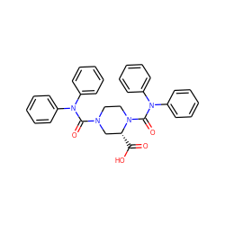 O=C(O)[C@@H]1CN(C(=O)N(c2ccccc2)c2ccccc2)CCN1C(=O)N(c1ccccc1)c1ccccc1 ZINC000003786301