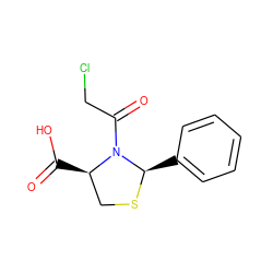 O=C(O)[C@@H]1CS[C@H](c2ccccc2)N1C(=O)CCl ZINC000071329823