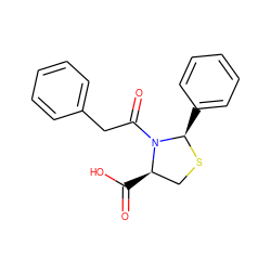 O=C(O)[C@@H]1CS[C@H](c2ccccc2)N1C(=O)Cc1ccccc1 ZINC000071316594