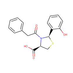 O=C(O)[C@@H]1CS[C@H](c2ccccc2O)N1C(=O)Cc1ccccc1 ZINC000071316182