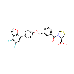 O=C(O)[C@@H]1CSCN1C(=O)c1cccc(COc2ccc(-c3cc(F)c(F)c4ccoc34)cc2)c1 ZINC000221672823