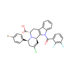 O=C(O)[C@@H]1Cc2c(n(C(=O)c3cccc(F)c3F)c3ccccc23)[C@H]2C=C(Cl)C[C@@H](c3ccc(Br)cc3)N12 ZINC000071317218