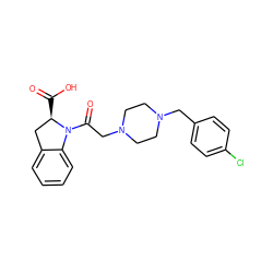 O=C(O)[C@@H]1Cc2ccccc2N1C(=O)CN1CCN(Cc2ccc(Cl)cc2)CC1 ZINC000022941529