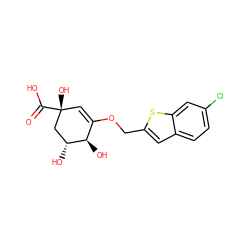 O=C(O)[C@]1(O)C=C(OCc2cc3ccc(Cl)cc3s2)[C@@H](O)[C@H](O)C1 ZINC000072104582