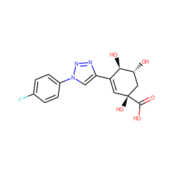 O=C(O)[C@]1(O)C=C(c2cn(-c3ccc(F)cc3)nn2)[C@@H](O)[C@H](O)C1 ZINC000169329863