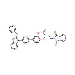 O=C(O)[C@H](CCN1C(=O)c2ccccc2C1=O)Oc1ccc(-c2ccc(-c3c(Cc4ccccc4)oc4ccccc34)cc2)cc1 ZINC000028756569