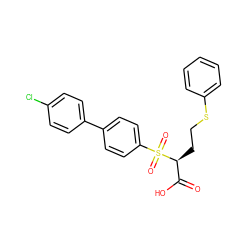 O=C(O)[C@H](CCSc1ccccc1)S(=O)(=O)c1ccc(-c2ccc(Cl)cc2)cc1 ZINC000034801874