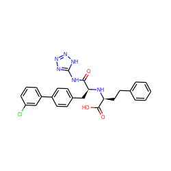 O=C(O)[C@H](CCc1ccccc1)N[C@@H](Cc1ccc(-c2cccc(Cl)c2)cc1)C(=O)Nc1nnn[nH]1 ZINC000167313525