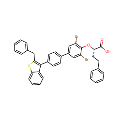 O=C(O)[C@H](CCc1ccccc1)Oc1c(Br)cc(-c2ccc(-c3c(Cc4ccccc4)sc4ccccc34)cc2)cc1Br ZINC000028758765