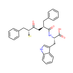 O=C(O)[C@H](Cc1c[nH]c2ccccc12)NC(=O)[C@@H](CC(=O)[C@H](S)Cc1ccccc1)Cc1ccccc1 ZINC001772585900