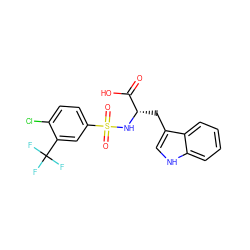 O=C(O)[C@H](Cc1c[nH]c2ccccc12)NS(=O)(=O)c1ccc(Cl)c(C(F)(F)F)c1 ZINC000002646182