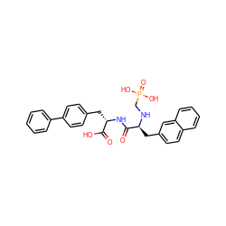 O=C(O)[C@H](Cc1ccc(-c2ccccc2)cc1)NC(=O)[C@H](Cc1ccc2ccccc2c1)NCP(=O)(O)O ZINC000026646790