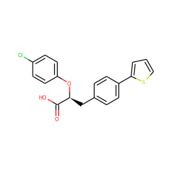 O=C(O)[C@H](Cc1ccc(-c2cccs2)cc1)Oc1ccc(Cl)cc1 ZINC000040913431