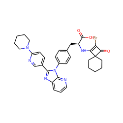 O=C(O)[C@H](Cc1ccc(-n2c(-c3ccc(N4CCCCC4)nc3)nc3cccnc32)cc1)NC1=C(Br)C(=O)C12CCCCC2 ZINC000150371788