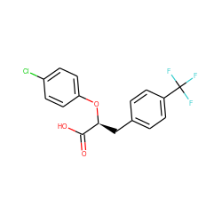 O=C(O)[C@H](Cc1ccc(C(F)(F)F)cc1)Oc1ccc(Cl)cc1 ZINC000040892620