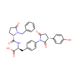 O=C(O)[C@H](Cc1ccc(N2C(=O)C[C@H](c3ccc(O)cc3)C2=O)cc1)NC(=O)[C@@H]1CCC(=O)N1Cc1ccccc1 ZINC000027318511