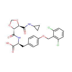 O=C(O)[C@H](Cc1ccc(OCc2c(Cl)cccc2Cl)cc1)NC(=O)[C@@H]1OCO[C@H]1C(=O)NC1CC1 ZINC000058581118