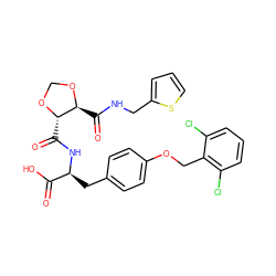 O=C(O)[C@H](Cc1ccc(OCc2c(Cl)cccc2Cl)cc1)NC(=O)[C@@H]1OCO[C@H]1C(=O)NCc1cccs1 ZINC000058590888