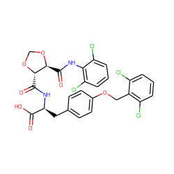 O=C(O)[C@H](Cc1ccc(OCc2c(Cl)cccc2Cl)cc1)NC(=O)[C@@H]1OCO[C@H]1C(=O)Nc1c(Cl)cccc1Cl ZINC000058583534