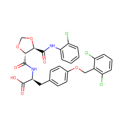 O=C(O)[C@H](Cc1ccc(OCc2c(Cl)cccc2Cl)cc1)NC(=O)[C@@H]1OCO[C@H]1C(=O)Nc1ccccc1Cl ZINC000058581257