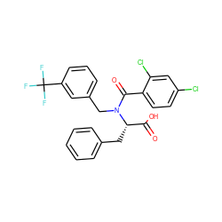 O=C(O)[C@H](Cc1ccccc1)N(Cc1cccc(C(F)(F)F)c1)C(=O)c1ccc(Cl)cc1Cl ZINC000001554205