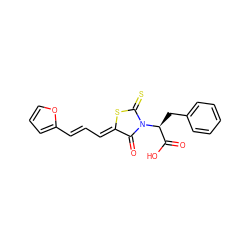 O=C(O)[C@H](Cc1ccccc1)N1C(=O)/C(=C/C=C/c2ccco2)SC1=S ZINC000004356986