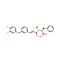 O=C(O)[C@H](Cc1ccccc1)N1C(=O)/C(=C/c2cccc(Cc3ccc(Cl)c(Cl)c3)c2)SC1=S ZINC000096929606