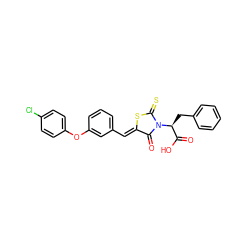 O=C(O)[C@H](Cc1ccccc1)N1C(=O)/C(=C/c2cccc(Oc3ccc(Cl)cc3)c2)SC1=S ZINC000096923603