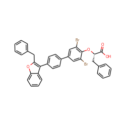 O=C(O)[C@H](Cc1ccccc1)Oc1c(Br)cc(-c2ccc(-c3c(Cc4ccccc4)oc4ccccc34)cc2)cc1Br ZINC000028758911