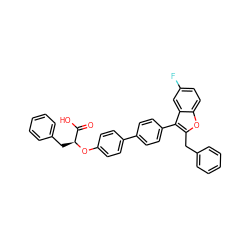 O=C(O)[C@H](Cc1ccccc1)Oc1ccc(-c2ccc(-c3c(Cc4ccccc4)oc4ccc(F)cc34)cc2)cc1 ZINC000028756363