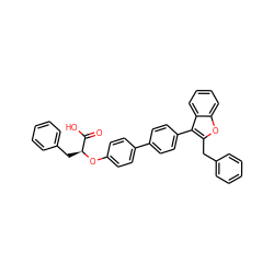 O=C(O)[C@H](Cc1ccccc1)Oc1ccc(-c2ccc(-c3c(Cc4ccccc4)oc4ccccc34)cc2)cc1 ZINC000002008294