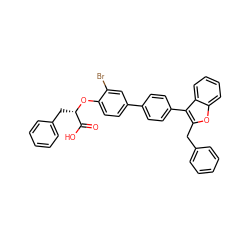 O=C(O)[C@H](Cc1ccccc1)Oc1ccc(-c2ccc(-c3c(Cc4ccccc4)oc4ccccc34)cc2)cc1Br ZINC000028374682