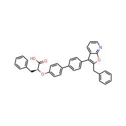 O=C(O)[C@H](Cc1ccccc1)Oc1ccc(-c2ccc(-c3c(Cc4ccccc4)oc4ncccc34)cc2)cc1 ZINC000028756768