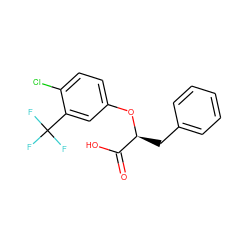 O=C(O)[C@H](Cc1ccccc1)Oc1ccc(Cl)c(C(F)(F)F)c1 ZINC000073313865