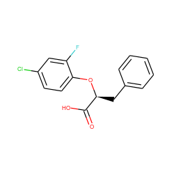 O=C(O)[C@H](Cc1ccccc1)Oc1ccc(Cl)cc1F ZINC000073295126