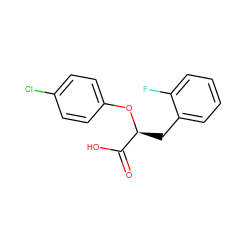 O=C(O)[C@H](Cc1ccccc1F)Oc1ccc(Cl)cc1 ZINC000073312836