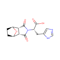 O=C(O)[C@H](Cc1cnc[nH]1)N1C(=O)[C@@H]2[C@H]3CC[C@H](O3)[C@@H]2C1=O ZINC000026743759