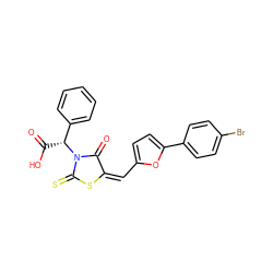 O=C(O)[C@H](c1ccccc1)N1C(=O)/C(=C\c2ccc(-c3ccc(Br)cc3)o2)SC1=S ZINC000008763369