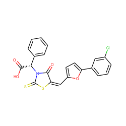 O=C(O)[C@H](c1ccccc1)N1C(=O)/C(=C\c2ccc(-c3cccc(Cl)c3)o2)SC1=S ZINC000008763364