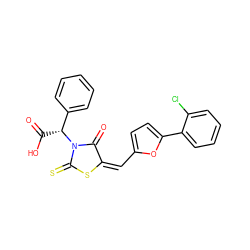 O=C(O)[C@H](c1ccccc1)N1C(=O)/C(=C\c2ccc(-c3ccccc3Cl)o2)SC1=S ZINC000008763359