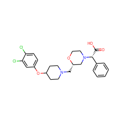 O=C(O)[C@H](c1ccccc1)N1CCO[C@@H](CN2CCC(Oc3ccc(Cl)c(Cl)c3)CC2)C1 ZINC000095576221