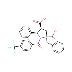 O=C(O)[C@H]1C[C@@](Cc2ccccc2)(C(=O)O)N(C(=O)c2ccc(C(F)(F)F)cc2)[C@H]1c1ccccc1 ZINC000028344892