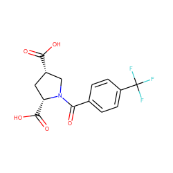 O=C(O)[C@H]1C[C@@H](C(=O)O)N(C(=O)c2ccc(C(F)(F)F)cc2)C1 ZINC000028133295