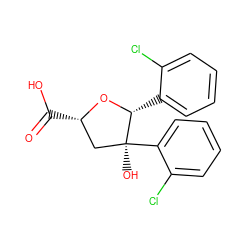 O=C(O)[C@H]1C[C@](O)(c2ccccc2Cl)[C@@H](c2ccccc2Cl)O1 ZINC000040860602