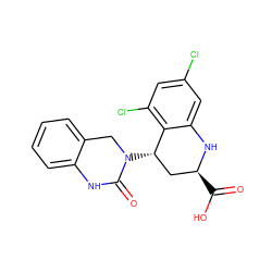 O=C(O)[C@H]1C[C@H](N2Cc3ccccc3NC2=O)c2c(Cl)cc(Cl)cc2N1 ZINC000013455368